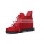 Red suede lace up hidden heel studded boots shoes China shoe factory
