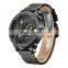 WEIDE Universe 3 Time Zones Watch Men Sport Water Resistant 3ATM Quartz Original Leather Strap Men's Watches