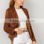 Jackets fashion women Tops Brown Long Sleeve Tassel Jacket