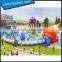 Inflatable water park on land with 20m diameter pool and conch slide