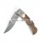 High quality folding knife Damascus steel blade with Antler handle