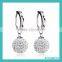 Wholesale Fashion Jewelry 925 Sterling Silver Drop Austrian Crystal Rhinestone Ball Earring