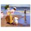 The best gift of high quality oil painting father and child on the beach