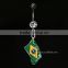Olympic Jewelry Charms Stainless Steel Flag Logo Brazil Short Belly Button Rings