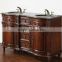 55 inch Traditional Double Sink Bathroom Vanity in Antique Cherry Finish LN-T1220