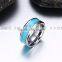 8mm beveled edge high polished turquise inlay tungsten steel titanium wedding band ring