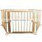 European standard 6sides folding natural color wooden baby playpen