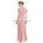 Maxnegio fashion pink maxi patchwork chiffon eveing dress with ruffle women dress