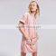 2017 Latest fashion half sleeve womens velvet hoodie dress