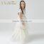 Top Sale High Quality Short Sleeve Ivory Flower Girl Dress With Tail For Girls