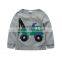 High quality stripe sleeve embroidered kids tshirts