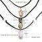 New arrivals natural stone hollow pineapple and opal stone pendant choker necklace black suede choker jewelry