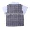 Summer Boys' suit children's Plaid short sleeve children clothing two piece bow set boy set