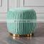 Reatai bedroom furniture high quality velvet fabric luxury ottoman pouf cushion round velvet foot stool ottoman