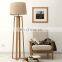 Wood and fabric tripod floor lamp standing lamp lighting