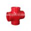 FM Approved ductile cast iron mechanical grooved fitting cross for fire fighting system