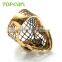Topearl Jewelry 2016 Fashion Stainless Steel Ring Gold-tone Hollow Skull Biker Ring in Bulk MER431