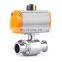 Fast Installation Stainless Steel Sanitary 3 Way SS304 Pneumatic Actuator Clamped Sanitary Ball Valve