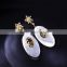 Exclusive Handmade Design Sea Shell Oval Shape Cubic Zirconia Drop Earrings