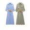 New women's dress with European and American style belt and shirt style dress
