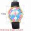 Popular fashion blue leather strap watch for teenage student