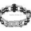 Silver Stainless Steel Black Skull Head Motorcyle Bike Chain Mens Bracelet