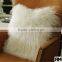 China factory direct selling 100% real Tibetan Mongolian Lamb Skin Fur Pillow in natural white color