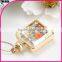 Photo frame necklace square pendant with beautiful flower necklace