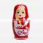 3PCS Hand Painted Cute Wooden Russian Nesting Dolls Dried Basswood Red Gift Matryoshka Ethnic Doll