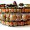 Beaded leather wrap bracelet or cuff - Autumn Jasper stone with wooden buttons