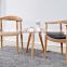 Vintage & Modern style dining chair ash wood armrest chair with soft mat