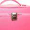 Elegant Pink Leather Cosmetic Storage Box Cases With Mirror
