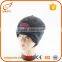 Applique decorate thick knit beanie polyester hats knit beanie