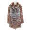 Women long fur coat with lamb fur/silver fox fur stripes/raccoon fur collar coat,KZ14117