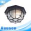 Black metal cubic vintage ceiling light simple style ceiling lamp with glass lampshade