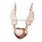 Rose gold plating choker necklace angel wings heart broken 316l stainless steel jewelry new gold chain design for women