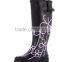 Fashion beautiful flower picture rain boots for women