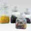 square buttom airtight glass preserve container with bird ceramic lid