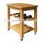 bamboo dining cart with four movable feet