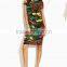 Guangzhou Clothing OEM Multicolor Sheath Polyester And Spandex Camo Print Dress