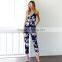 Women's deep V neck floral print jumpsuits chiffon bodycon playsuits Sexy Ladies rompers