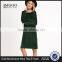 2017 Fashion Dark Green Velvet Long Sleeve Dress Slit Side Round Neck Velvet Plain Pajama Dress With Knee Length