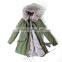 Myfur Customized Fake Rabbit Fur Lining Plus Parka with Random Colorful Raccoon Fur Hood