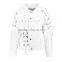 Lace up eyelet white denim jacket new fashion wholesale women street wear