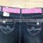 2016 latest fashion fancy printed dark wash girls denim pant slim fit with belt #9R5792