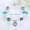 DIY Sterling Silver Love Heart Charms Bangle with Silver Clasp,18cm 19cm 20cm
