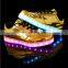Melbourne shuffle ghost step dance Golden Micro PU leather luminous LED shoes sneakers men women footwear