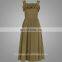 Army Green High Quality Sleeveless Dress Beautiful Pleated Design Dress for Girls