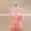 Wholesale short sleeve lace peach color patterns bridesmaid dress