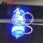 Custom lucky laser engraving glass bottle photo crystal led light keychain with charms